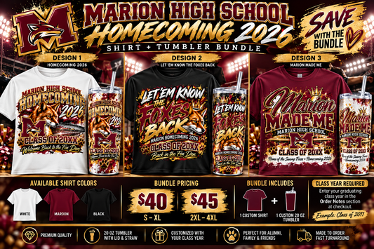 Marion Homecoming Shirt + Tumbler Bundle